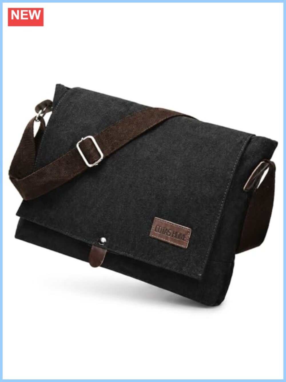 Canvas Messenger Bag PU Leather Trim Crossbody Satchel Men's Work